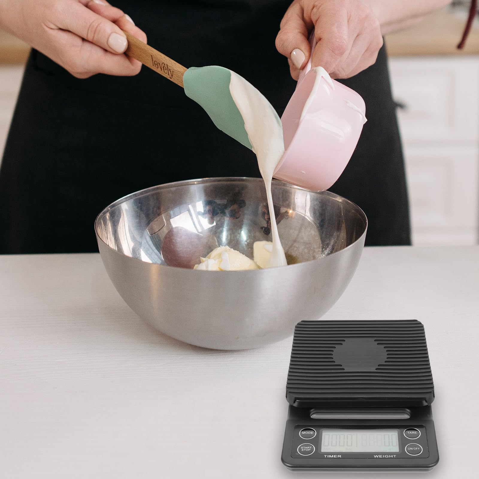 Báscula Digital Multifunción para Cocina y Café Temporizador, Capacidad 3kg, Material Abs, Diseño Compacto y Precisión 0.1g para Uso en Cocina