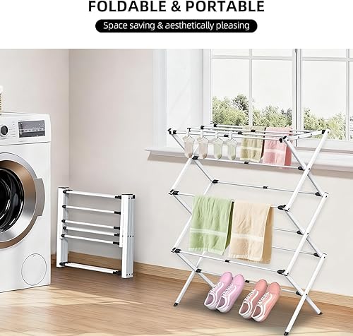 Miniatura 3 de Estante de secado de ropa plegable, estante de secado de ropa plegable para secar al aire, diseño de ahorro de espacio para ropa interior y exterior