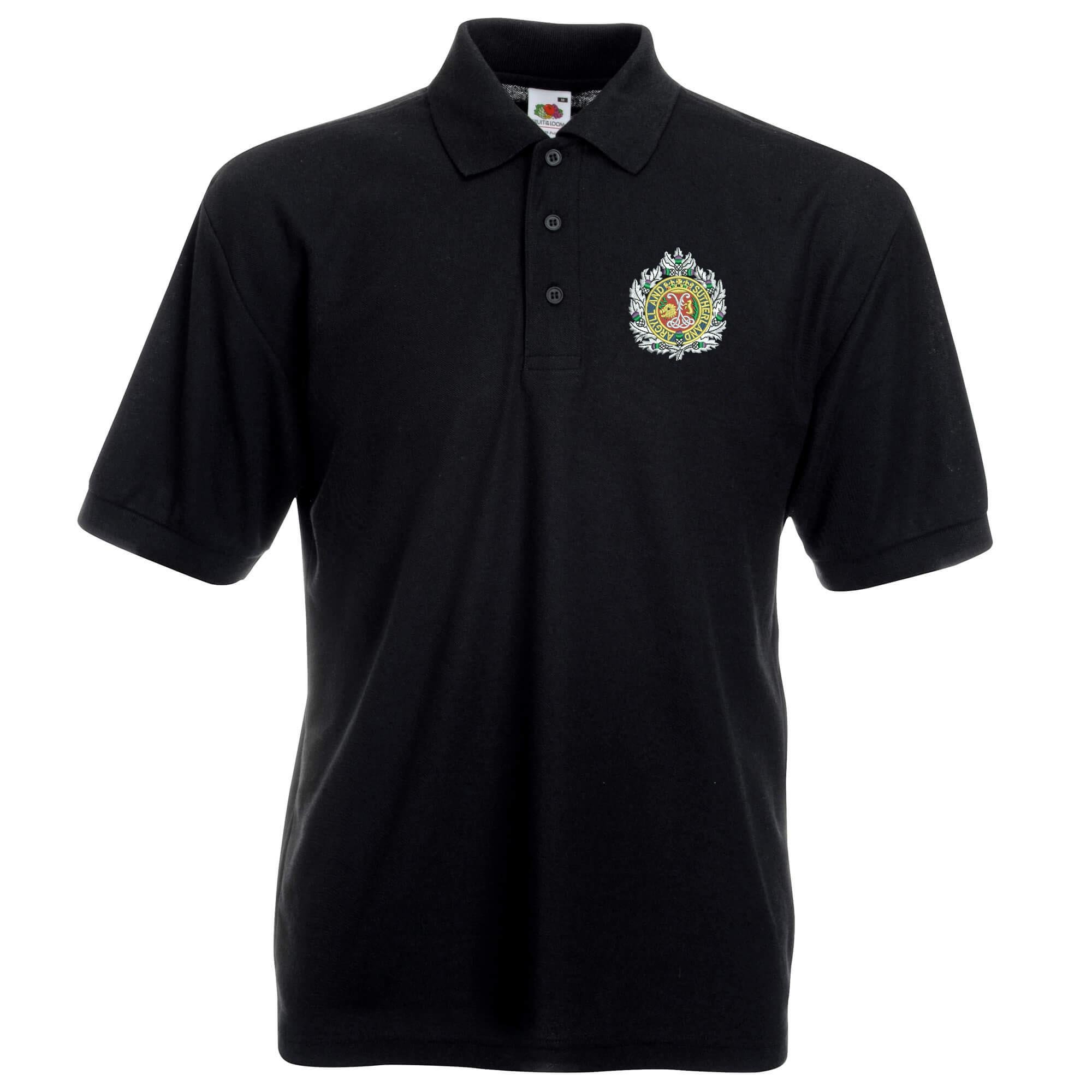 Pineapple Joe's Men's Black Argyll And Sutherland Embroidered Polo - X Large