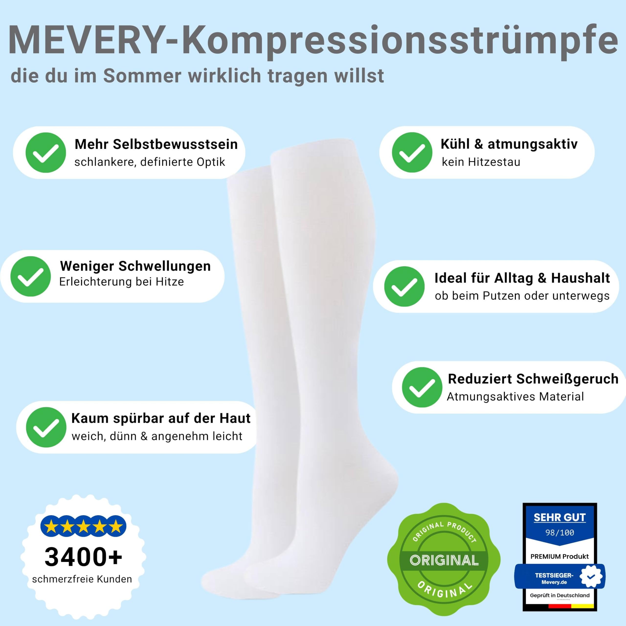 Mevery - Classic Kompressionsstrümpfe Kompressionsstrümpfe für Damen und Herren - 3 Paar atmungsaktive Kompressionsstrümpfe für Sport, Laufen, Reisen, Fitness, und Fußball