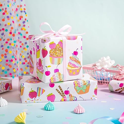 Vista 148 de WRAPAHOLIC Papel de regalo reversible, mini rollo, 17 pulgadas x 33 pies, adorable diseño de gato y azul sólido para cumpleaños, vacaciones