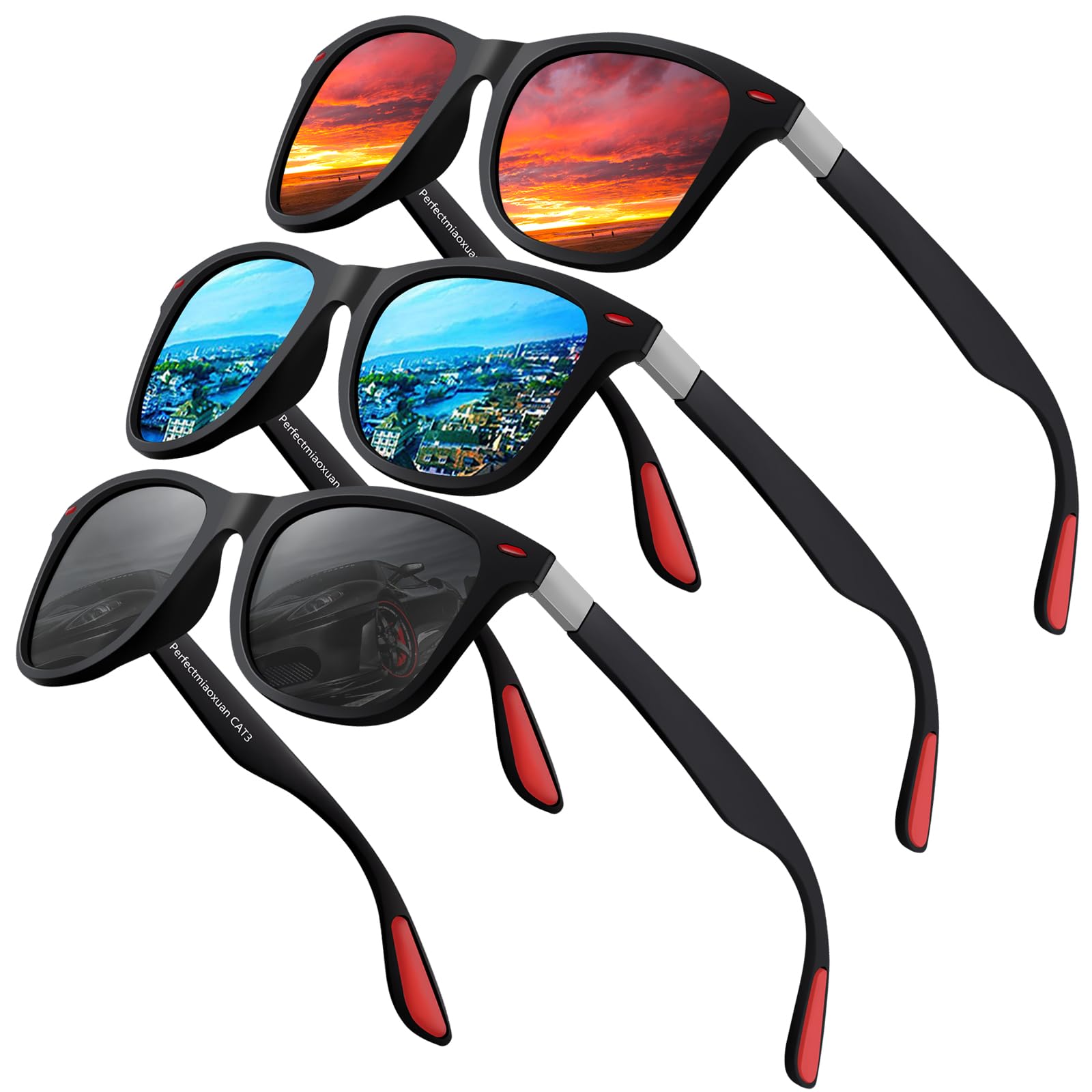 Perfectmiaoxuan Occhiali da Sole da Uomo Donna Polarizzati Protezione UV400 per Viaggio di vacanza guidare pesca trekking Infrangibili Notturna Antiriflesso Guida