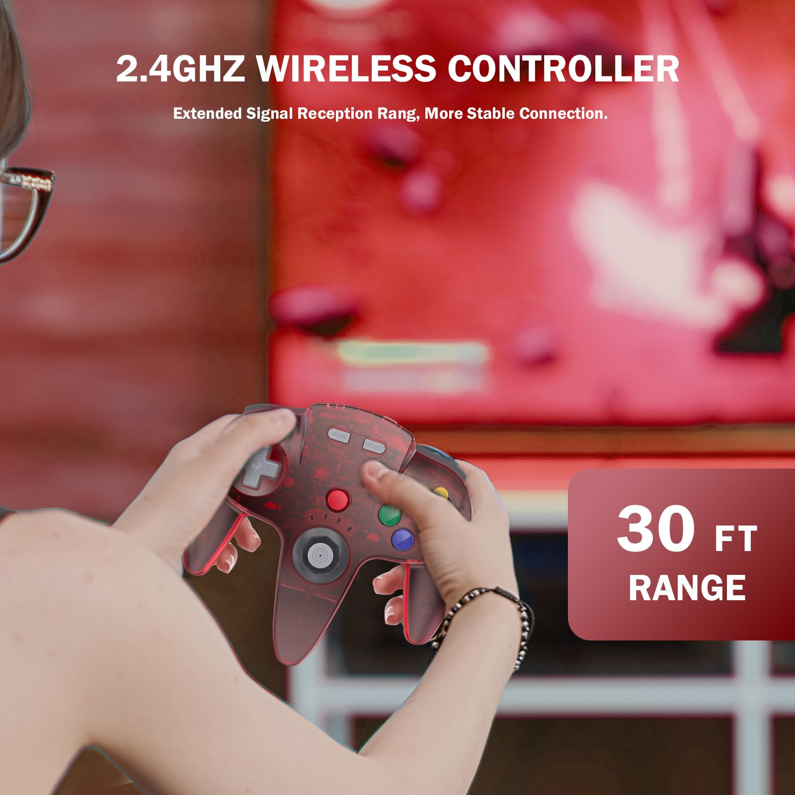 KIWITATA - driver inalámbrico N64 para consola de interruptores, 2.4 GHZ recargable N64 mando a distancia inalámbrico compatible con el sistema N64, Raspberry Pi, MAC, PC Windows 7,8,10,11