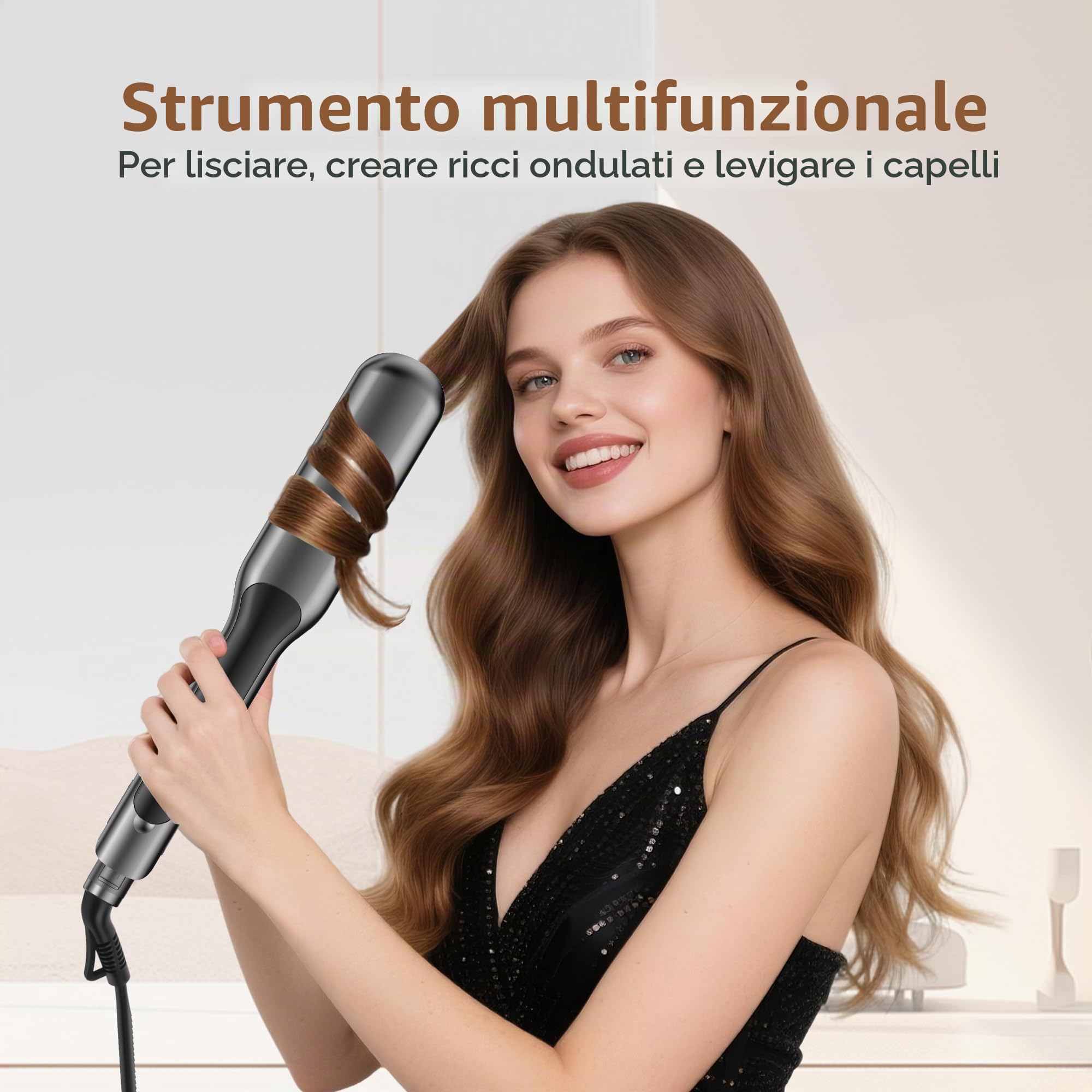 UKLISS Piastra lisciante a vapore larga con display LCD, piastra per capelli ultra lisci, regolazione della temperatura 100 – 230 °C, lisciatura estrema con protezione dei capelli