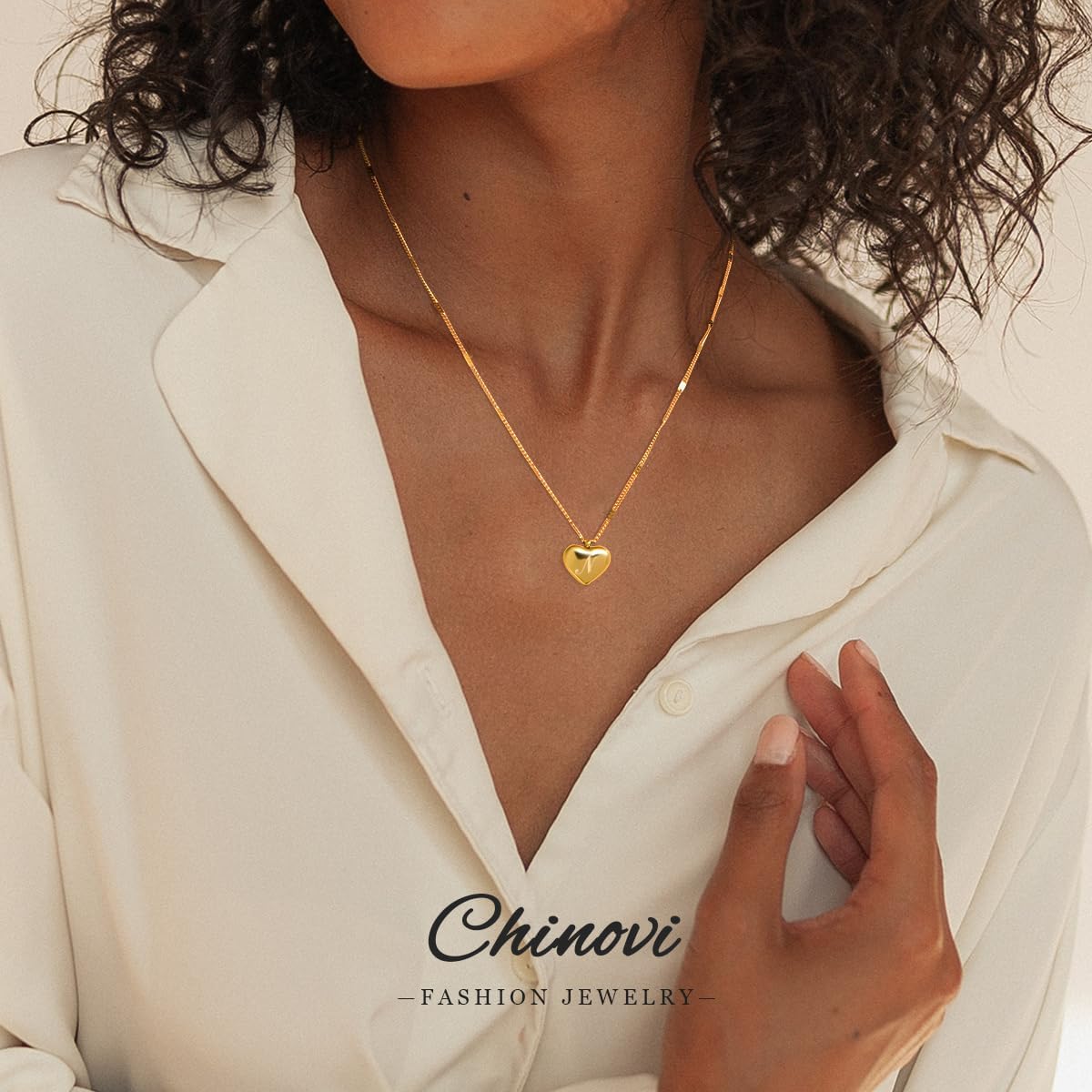 Chinovi Valentines Day Gifts Initial Necklace for Women - Dainty 18K Gold Plated Initial Necklace Tiny A-Z Pendant Necklace Cute Initial Letter Necklace Gold Jewelry Necklace for Women - Image 2