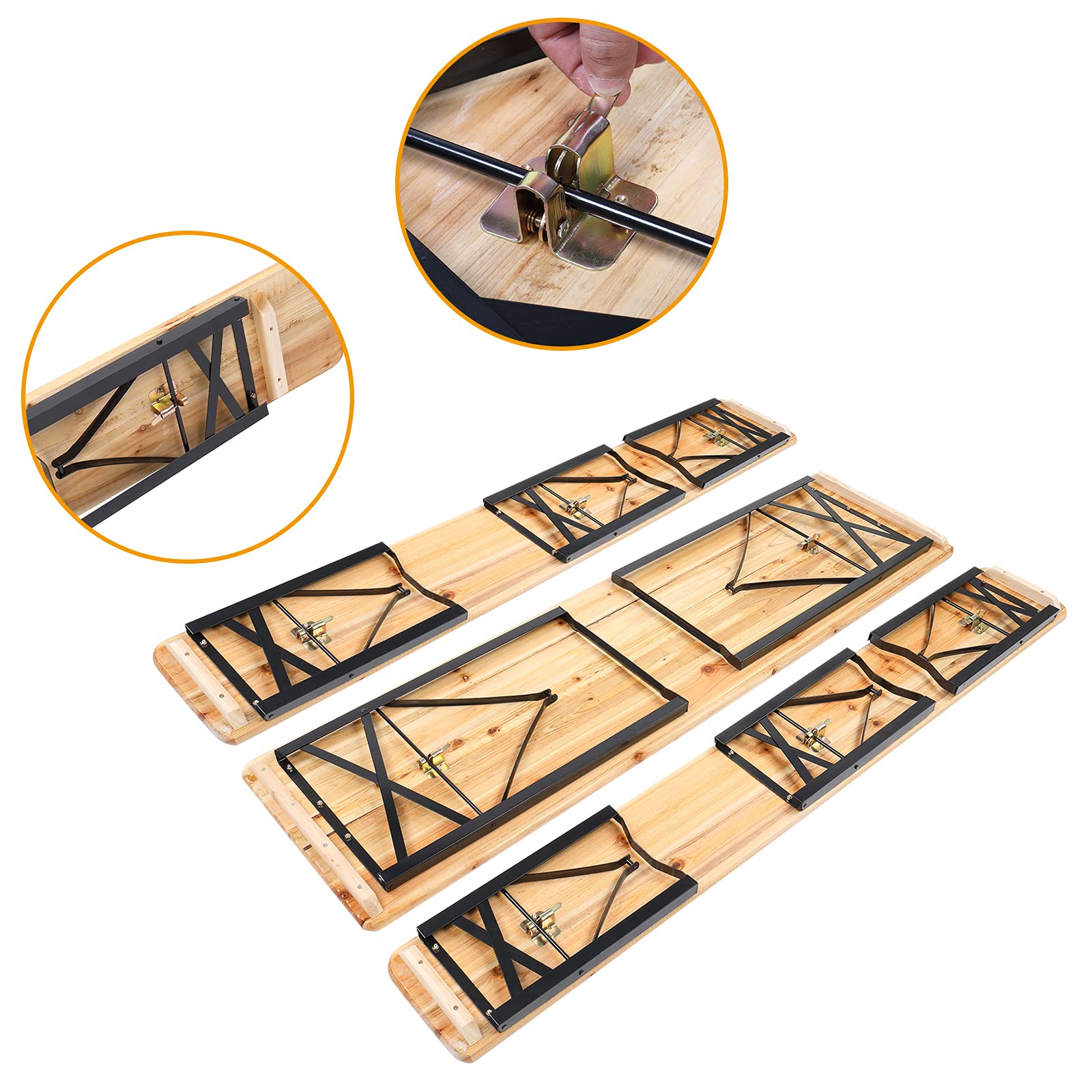 VINGLI Folding Picnic Tables with Benches Set, WeatherResistant Wooden