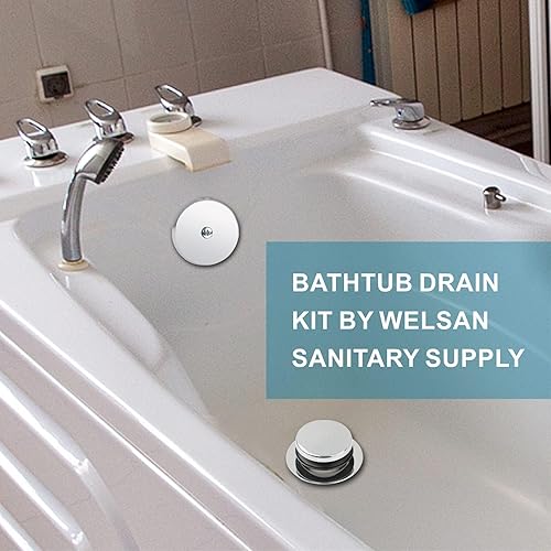Miniatura 35 de Juego de montaje de reborde de drenaje de bañera color negro, con punta de desagüe de un solo agujero, kit de recambio de rosca gruesa con placa