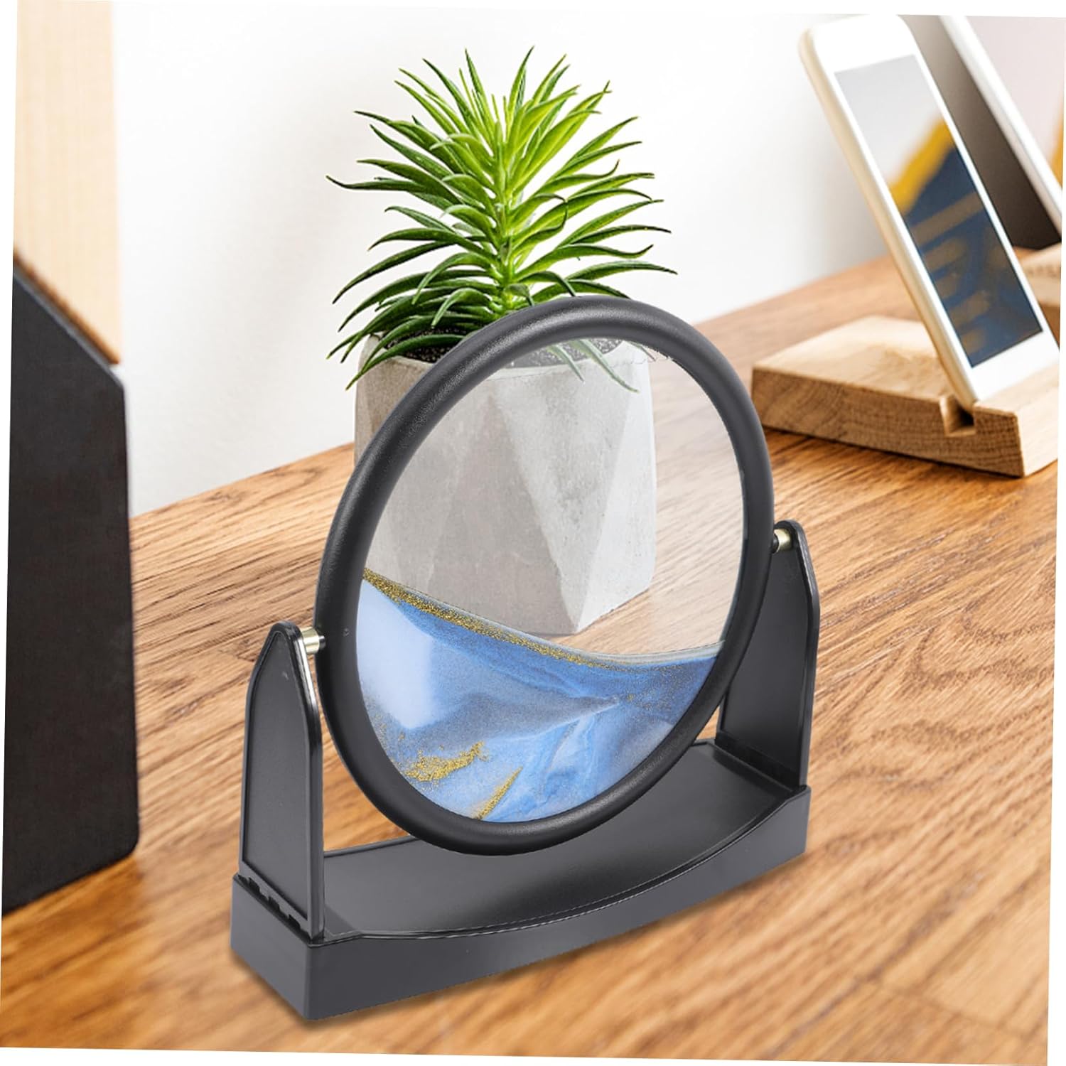 UPKOCH Desktop Moving Sand Art Picture Rotating Base Calming Quicksand Decoration for Living Room and Office Frame Relaxing Home Table Ornament