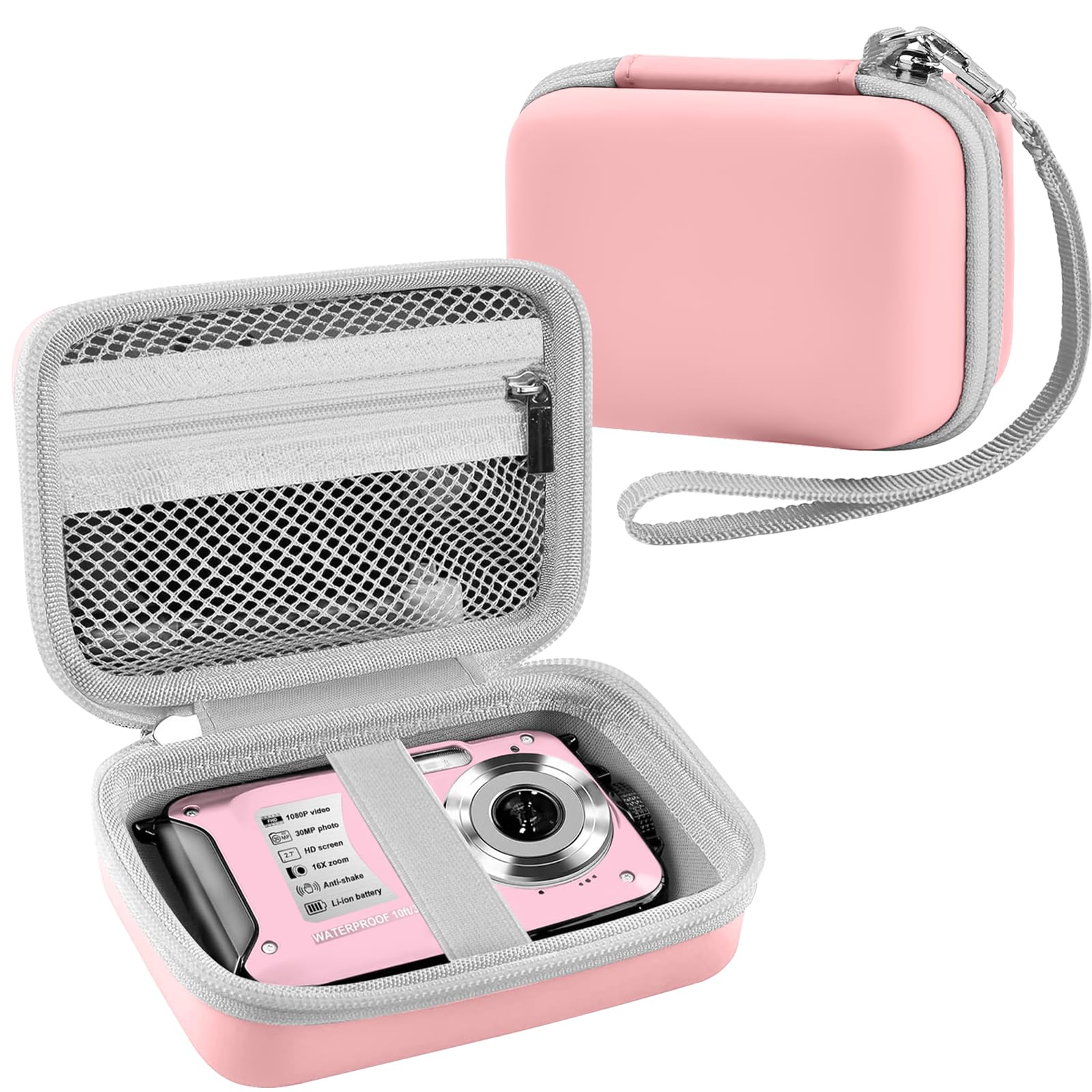 Leayjeen Underwater Camera Case Compatible with YISENCE/Trsunow/HICSHON/Yifecial/QUNVAL 11FT Waterproof Camera,Selfie Underwater Camera, Waterproof Floatable Digital Camera-Pink(Case Only)