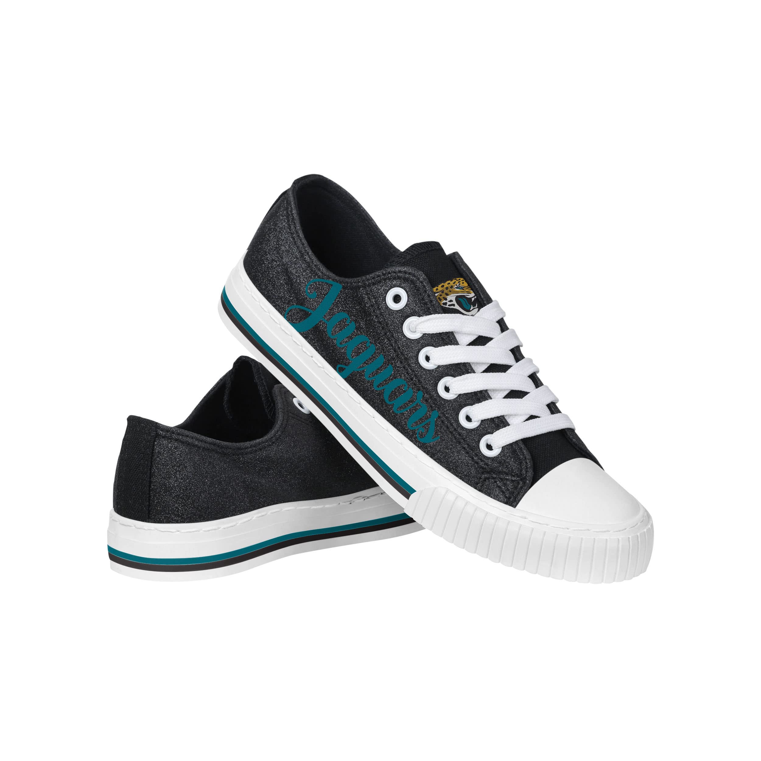 FOCO Womens NFL Team Logo Ladies Fashion Color Glitter Low Top Canvas Sneakers Shoes