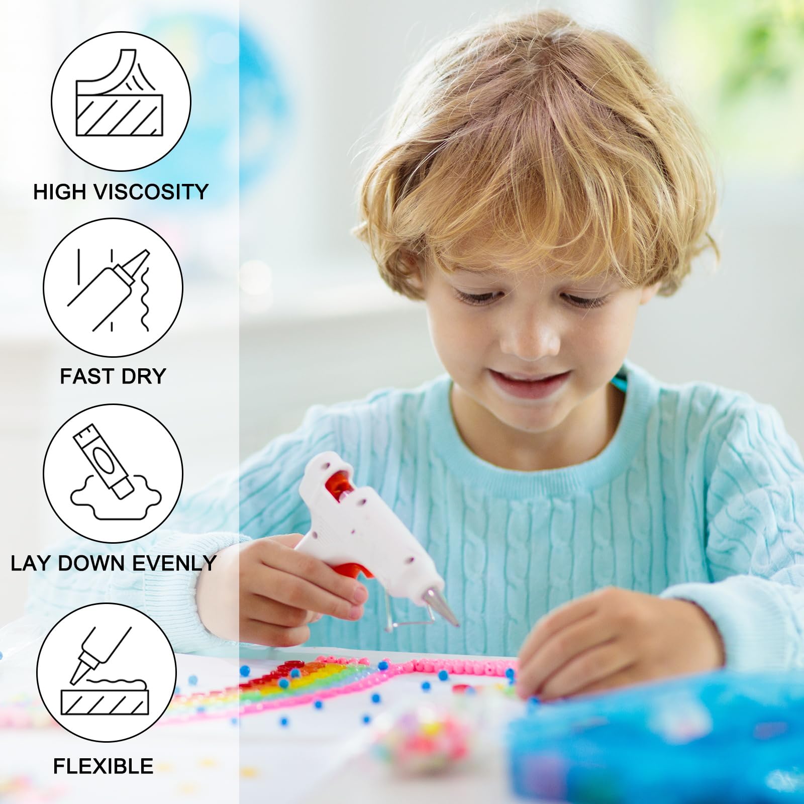 Glitter Golden Hot Glue Sticks - 16 Pack Mini 0.27x4 Inch EVA Adhesive For Crafts & DIY Projects