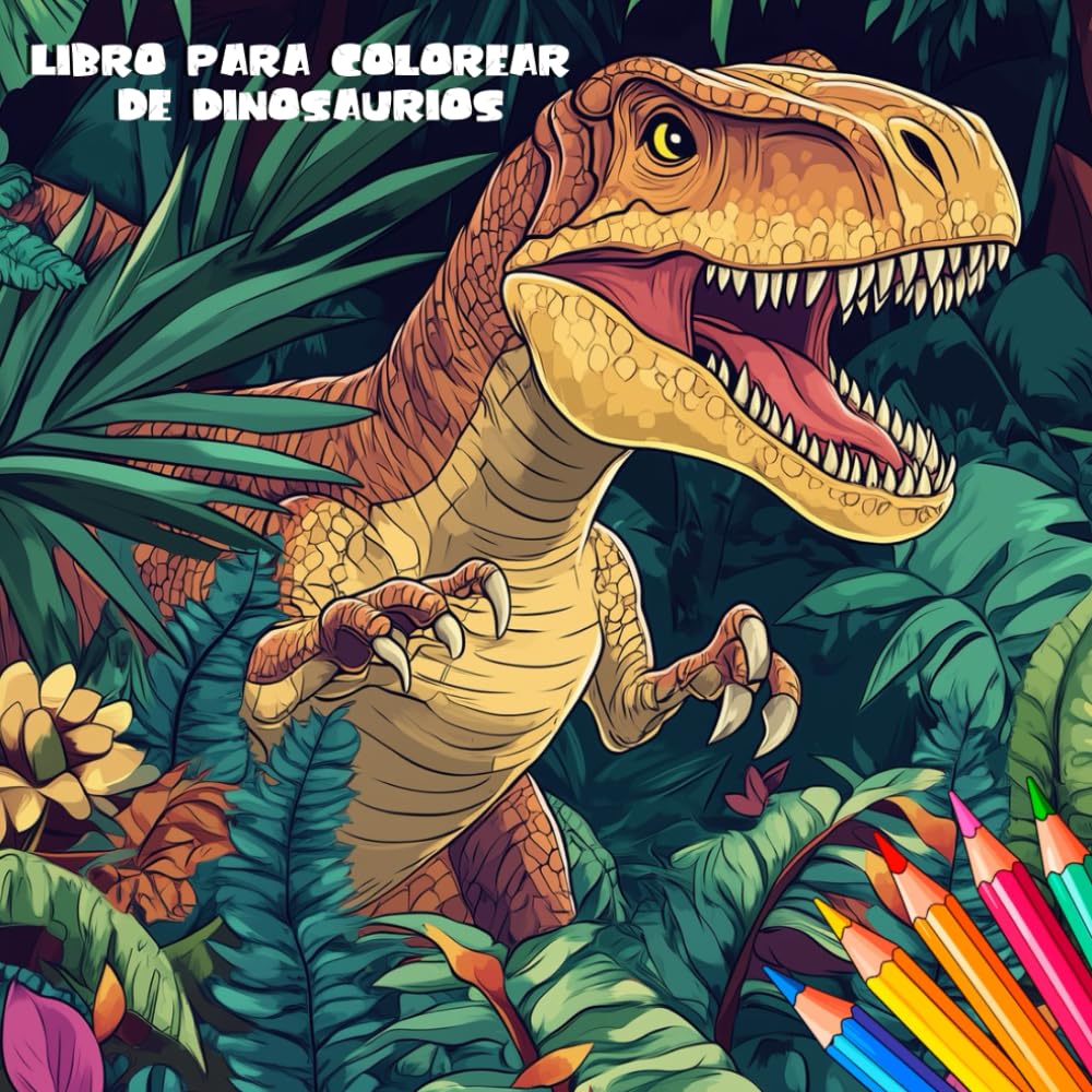 Libro para colorear de dinosaurios para niños a partir de 6 años: 50 dibujos realistas para colorear con T-Rex, Triceratops y más – descubre el mundo de los dinosaurios con color