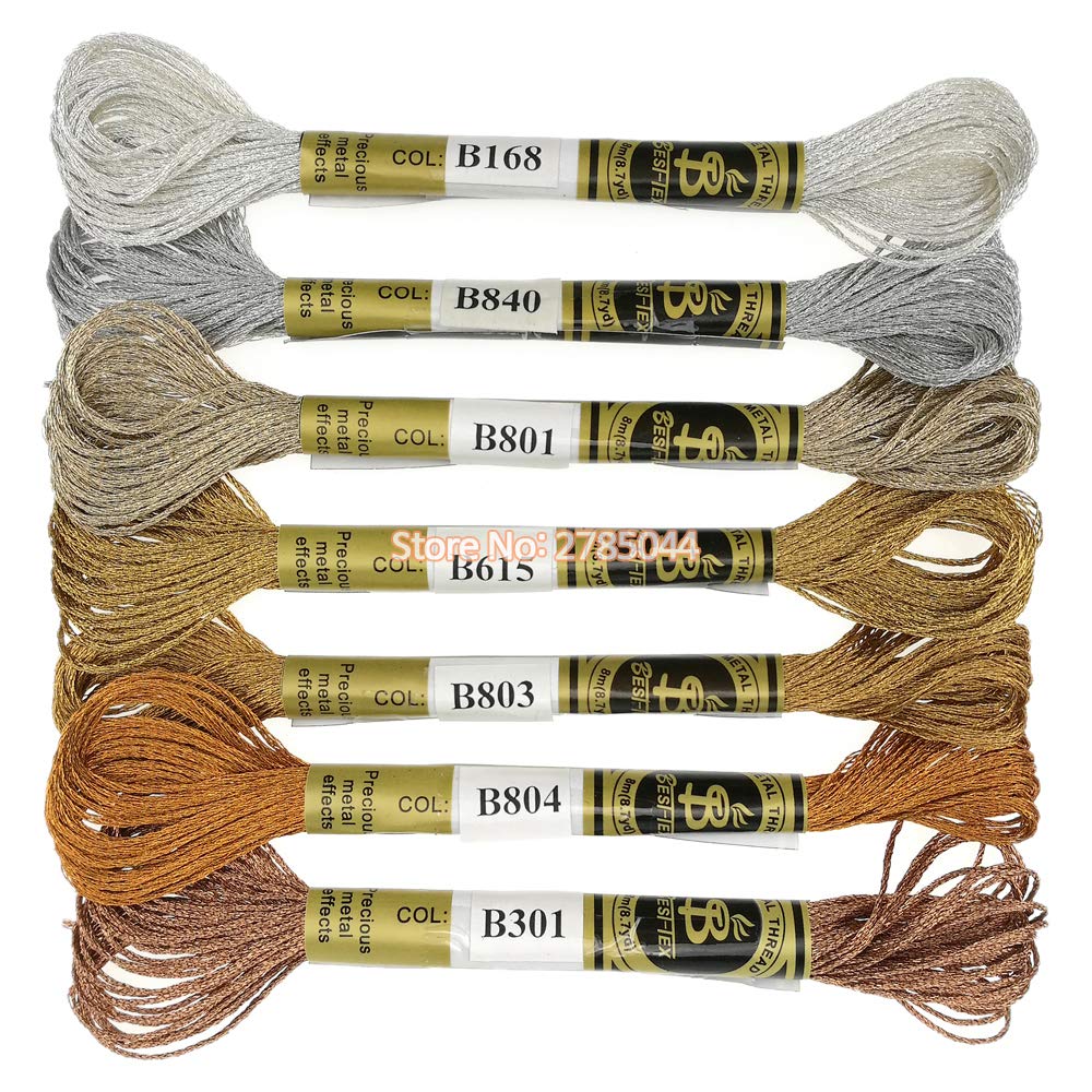 GUOCHENJIE Multicolor Metallic Embroidery Thread Shiny Cross Stitch Floss Threads on Skeins Sewing Kit