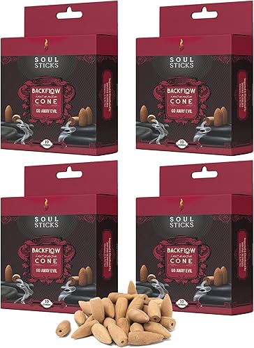 Soul Sticks 4 paquetes de conos de incienso de reflujo, 40 piezas de conos de fragancia de flujo de retorno con humo grueso (7 chakras)