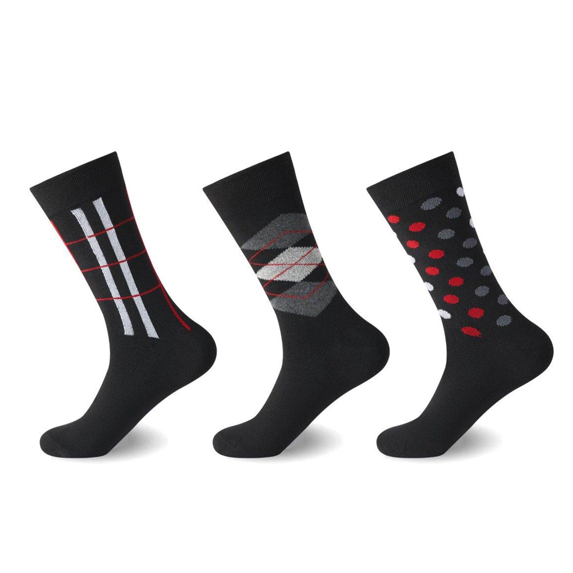 Velvetio Men's Argyle Dots 12 Piece Diabetic Flexitop Socks, Loose Top Argyle Dots Pattern Non-Elastic Socks, Soft Grip 100% Cotton Casual Wear Sock, Uk 6-11, Eur 39-45