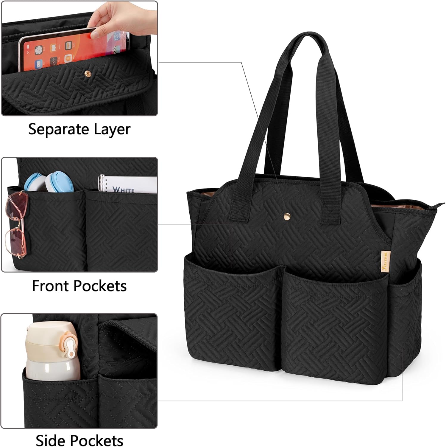 Fasrom Laptop Tote Bag for Women, 15.6 Inch Work Purse with Pockets, Professional Shoulder Bag for Office & Travel - Image 5