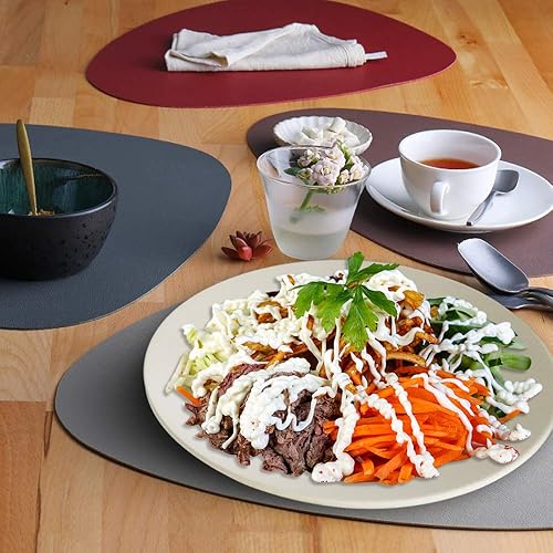 Miniatura 6 de SNOMEL Paquete de 5 platos de cena de 11 pulgadas, platos de pasta extra grandes, platos irrompibles, vajilla ligera de ensalada de paja de trigo,