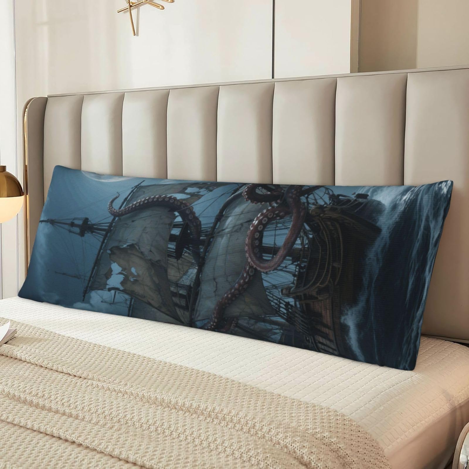 Octopus Kraken Pirate Ship Ocean Body Pillow Cover With Hidden Zipper 54"X20",Ultra Soft Microfiber Long Pillow Case Decorative Bedding Pillowcase Cushion Cover Cases For Bedroom Couch Sofa,Home Gifts