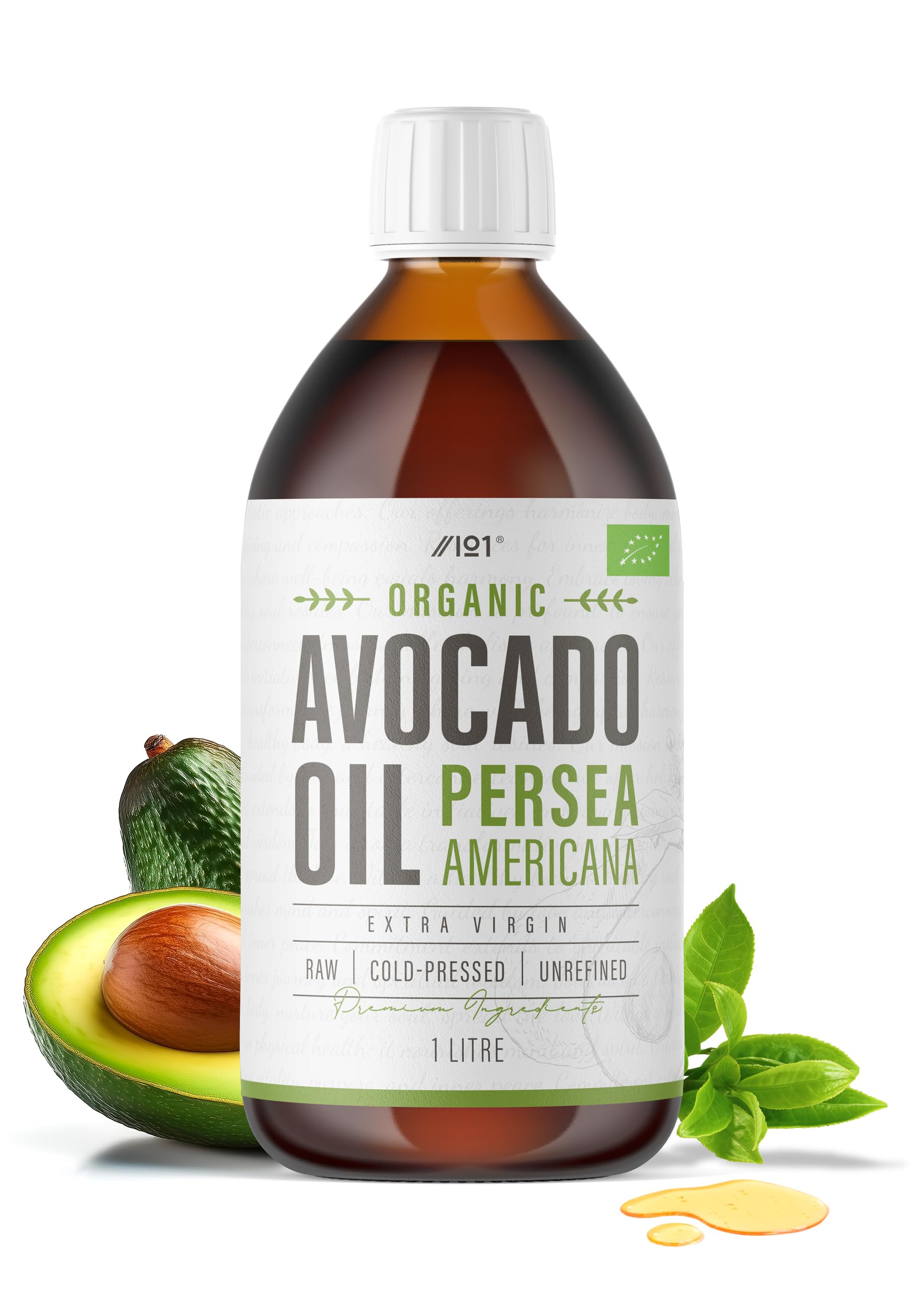 Huile d'avocat bio 1 L - extra vierge et pressée à froid - huile d'avocat premium issue de sources durables - keto, paléo et végan - par Alpha01
