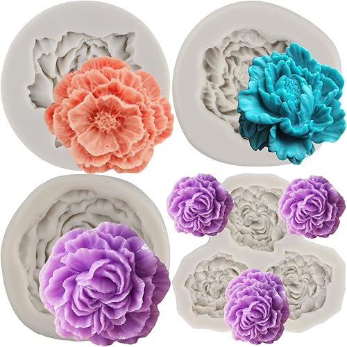 Sijiangmold Molde de silicona para fondant de flores de peonía para decoración de cupcakes, decoración de pasteles, chocolate, dulces, pasta de