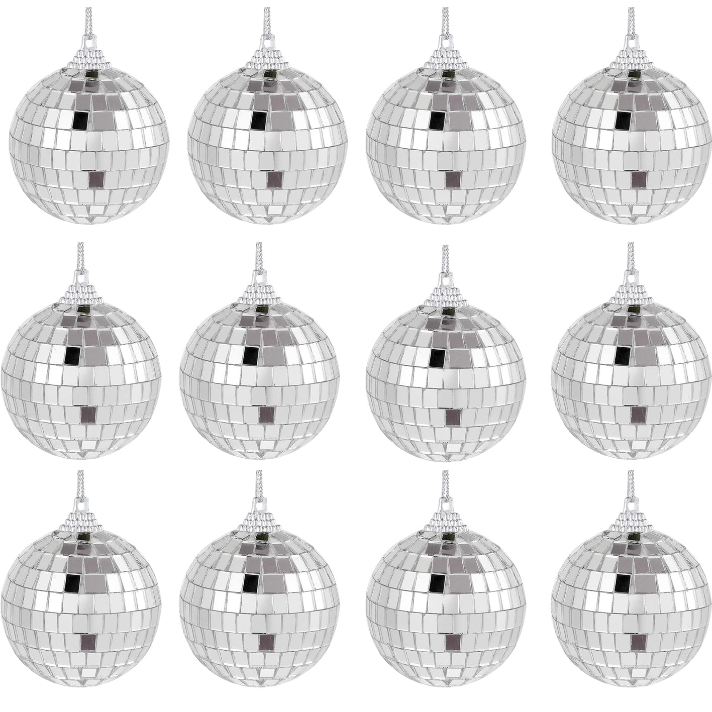 TAODAN 12PCS 1.2inch Mirror Disco Balls Disco Ball Decoration Hanging Mirror Ornament Mini Disco Ball Party Decoration Small Disco Balls Valentines Tree Decorations for Wedding