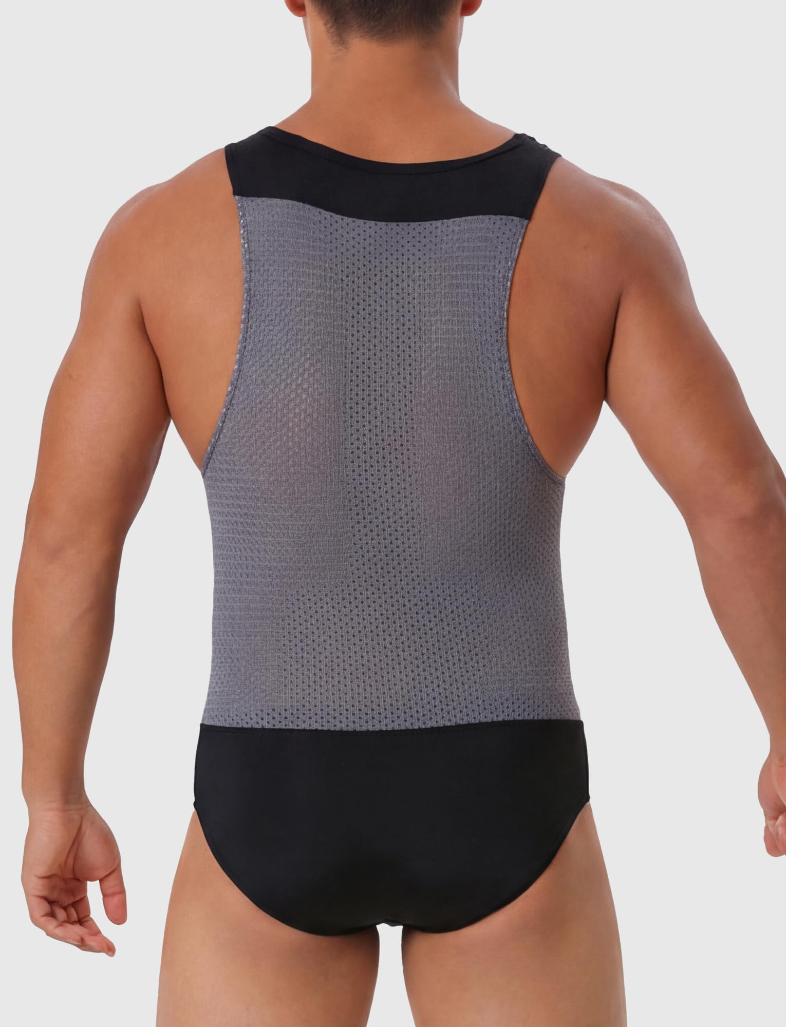 AIEOE Combinaison de sport pour homme - Une pièce - Élastique - En maille - Sans manches - Compression - S-XL