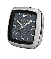 B 5028 Regency Bulova 3 . 75 ” Bedside Alarm Clock – Silver Metal Case, Jet Black Dial with Raised photo B 5028 Regency Bulova 3 . 75 ” Bedside Alarm Clock – Silver Metal Case, Jet Black Dial with Raised