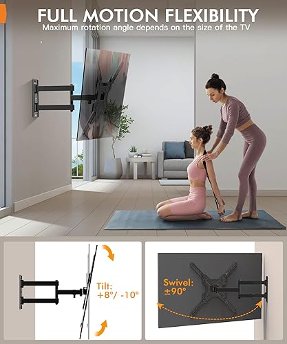 Miniatura 4 de Soporte de pared para TV de movimiento completo para la mayoría de televisores de 26 a 55 pulgadas, soporte de pared de esquina con giro inclinable