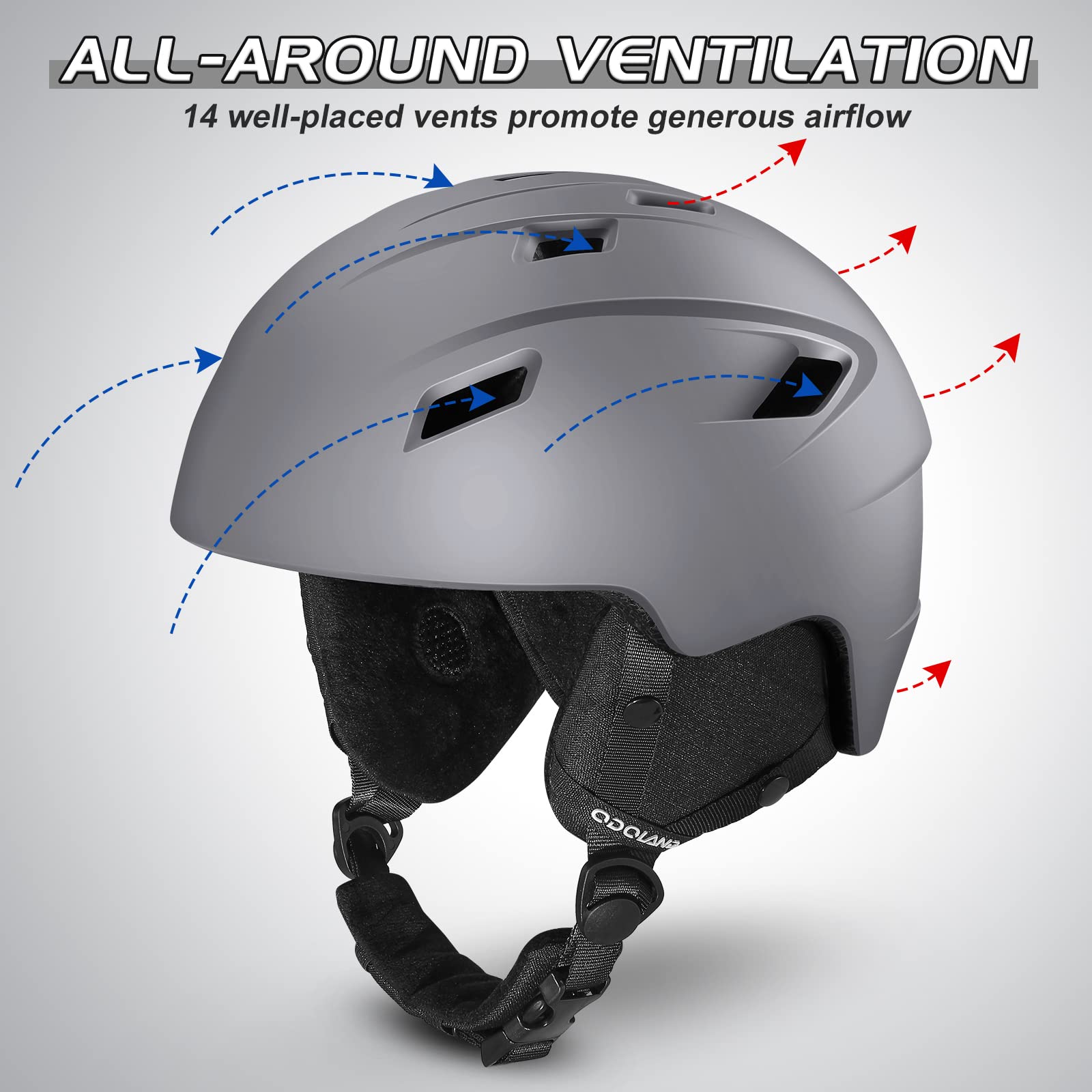 Odoland Kit di Casco Sci con Maschera Sci, Casco Snowboard per Uomo Donna Adolescenti, Casco Ski Regolabile e Occhiali Sci UV400 Proteczione, per Sport Invernali All'aperto