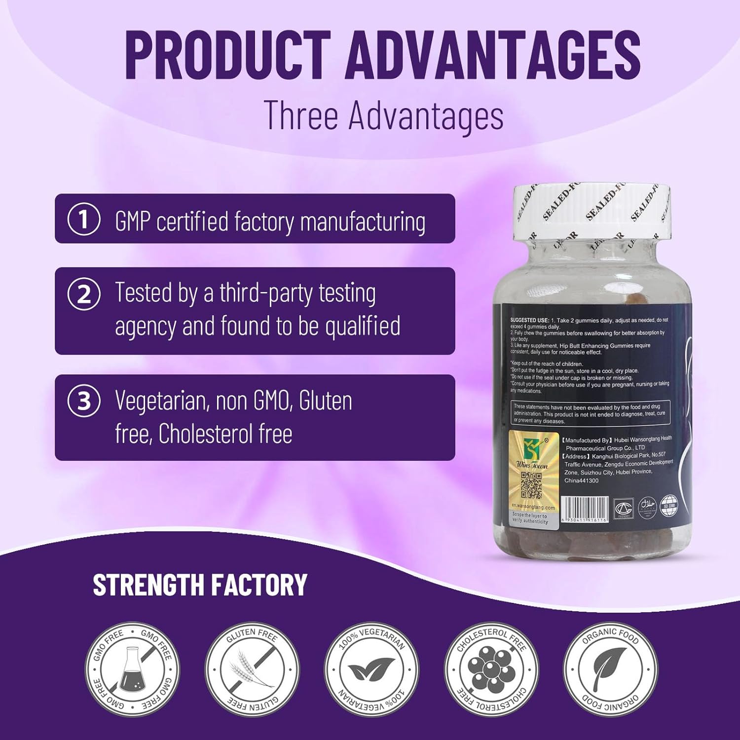 AIHIYO Hip Butt Enhancing Gummies, Mention Buttocks Gummy Supplements, Firm and Lift Butt Without Surgery, 60 Count - Image 3