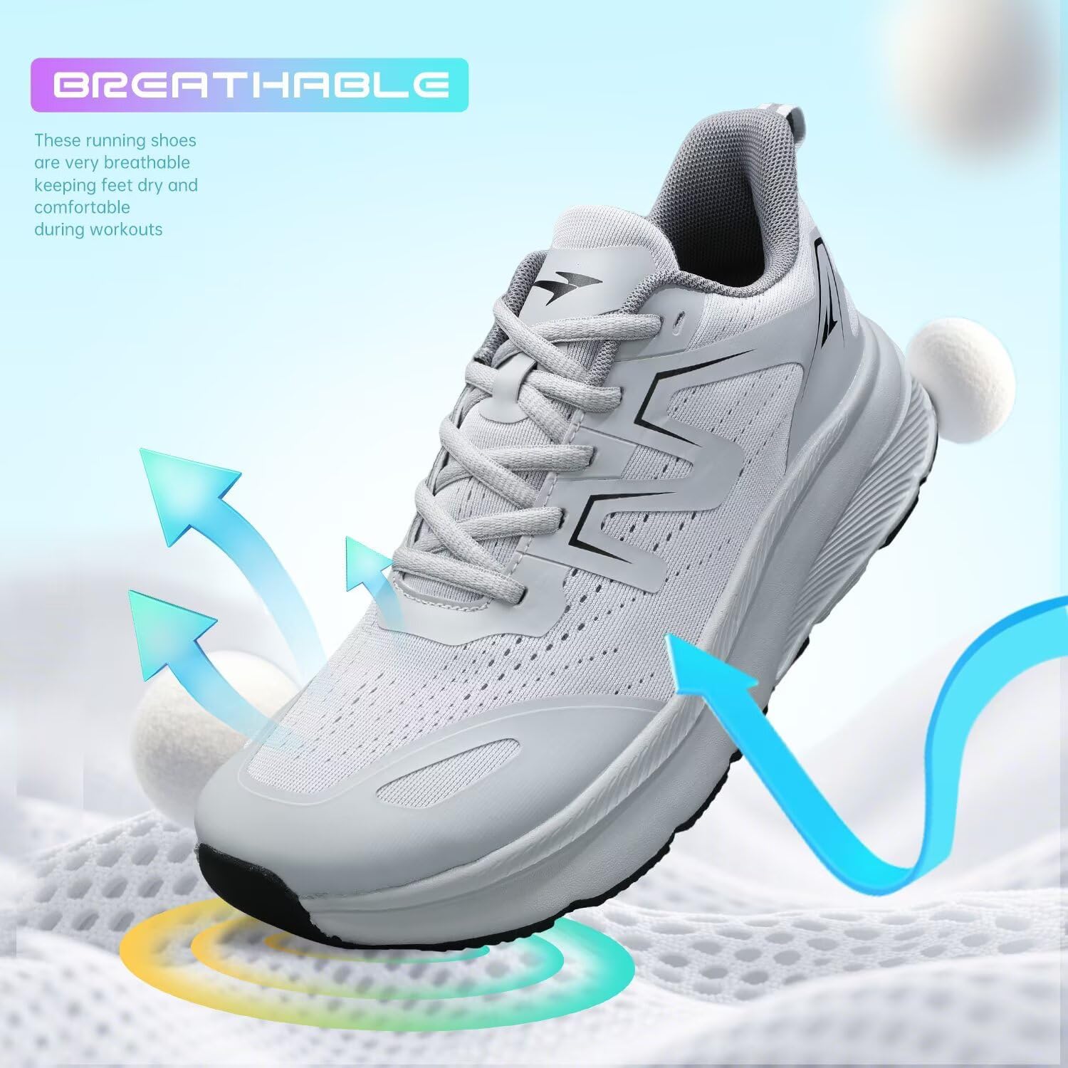 KDN Men's Wide Toe Box Shoes Cushioned Road Running Shoes Non Slip Mens Walking Sneakers for Wide Feet Comfortable Athletic Gym Workout Shoes Wide Width - Image 7