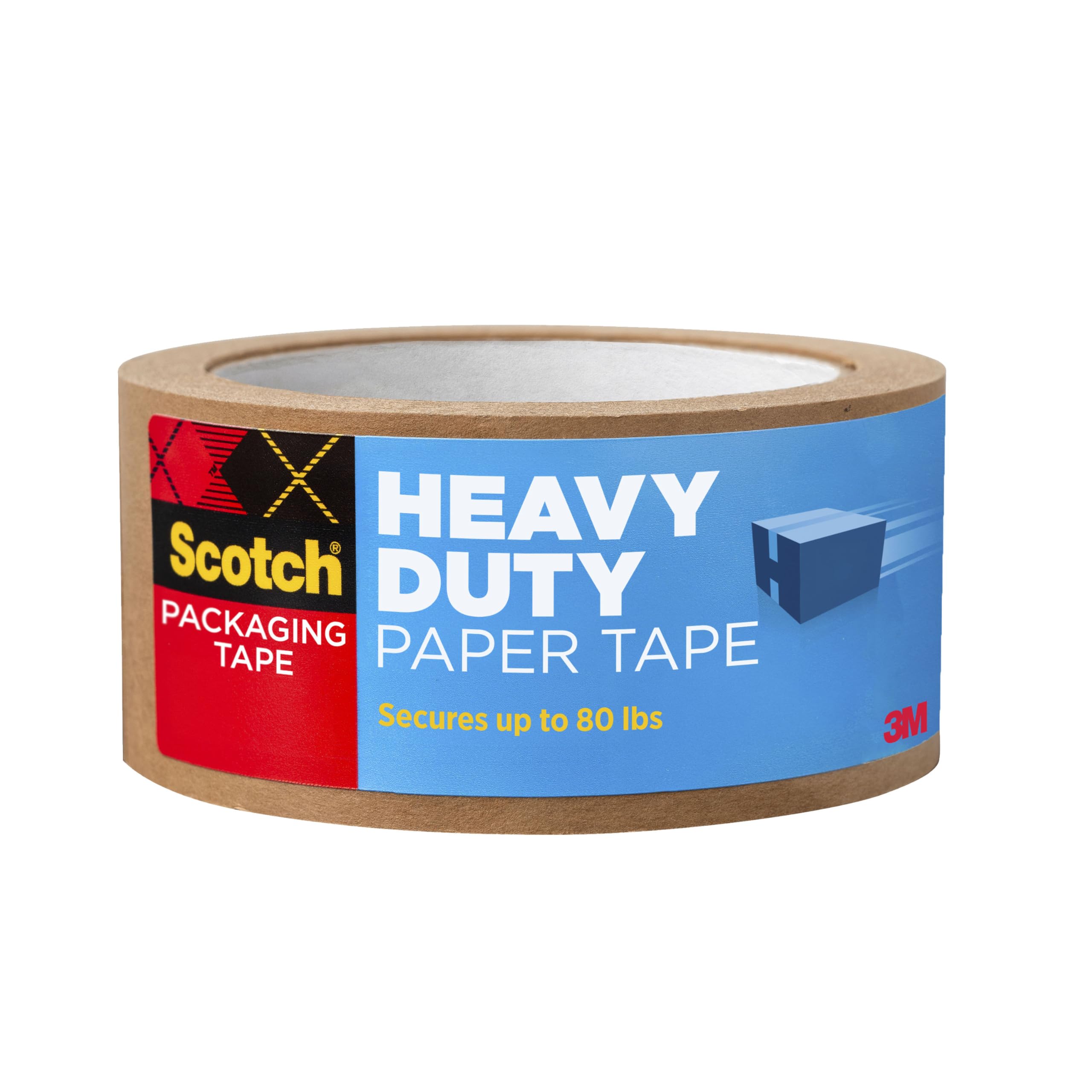 Scotch Box Lock Paper Packing Tape, Kraft Brown, Extreme Grip Kraft Paper Tape That Recycles with The Box, Moving Supplies, 1.88 in. x 25 yd., 1 Tape
