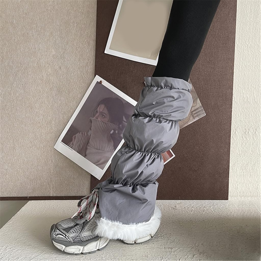 Windproof Leggings Gaiters for Women Padded Plush Hem Puffer Leg Warmers Covers
