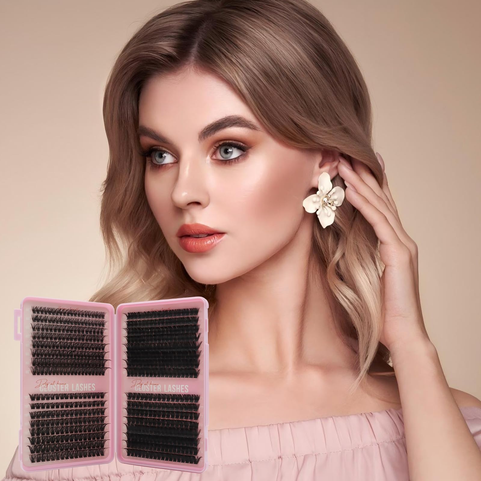 VEGCOO 560 Pezzi Ciglia Finte Ciuffetti Kit, 60-100-120-150D Curl Ciglia Finte Naturali Russian Eyelashes Extensions, Cluster Lashes per Ragazze e Donne (10-16mm Mix)