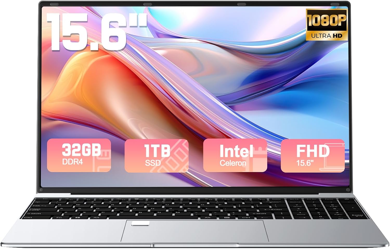 2025 Latest 15.6” Laptop Computer Windows 11,32GB RAM 1TB SSD Laptop, Intel Quad Core Processor Up to 2.9GHz, FHD 1080P Display & Backlit Keyboard, Webcam, Wi-Fi, BT5.2, HDMI, USB, Silver 2025 Latest 15.6” Laptop Computer Windows 11,32GB RAM 1TB SSD Laptop, Intel Quad Core Processor Up to 2.9GHz, FHD 1080P Display & Backlit Keyboard, Webcam, Wi-Fi, BT5.2, HDMI, USB, Silver
