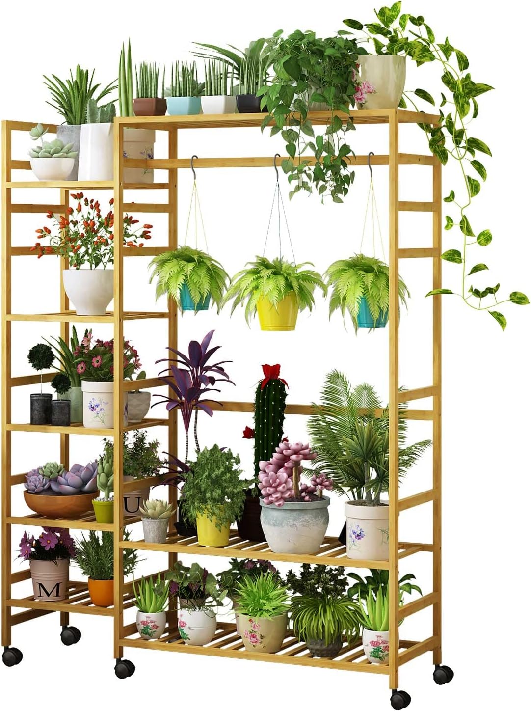 Bamboo flower stand, plant stand, wardrobe storage rack, shoe rack hanger, height adjustable