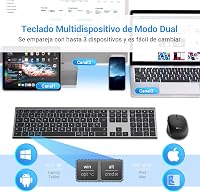 iClever DK03 Bluetooth/2.4G Vezeték Nélküli Billentyűzet és Egér Szett - Újratölthető, Ergonomikus, Vékony Alumínium Kialakítás, 3 Eszköz Cs 2