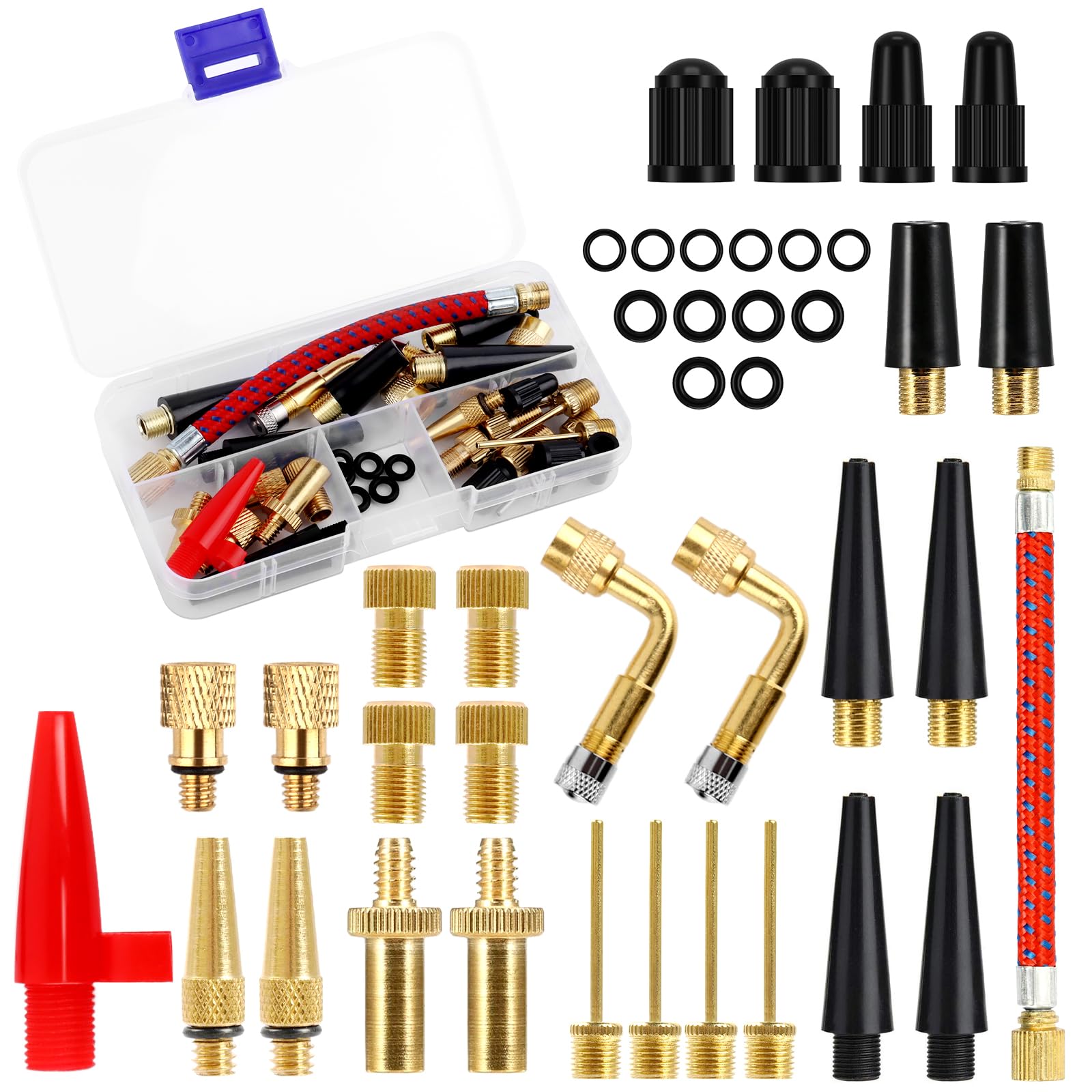 2x Auto Ventil Adapter Set - Französisches Ventil Adapter Mit Schlauch Für Luftpumpen