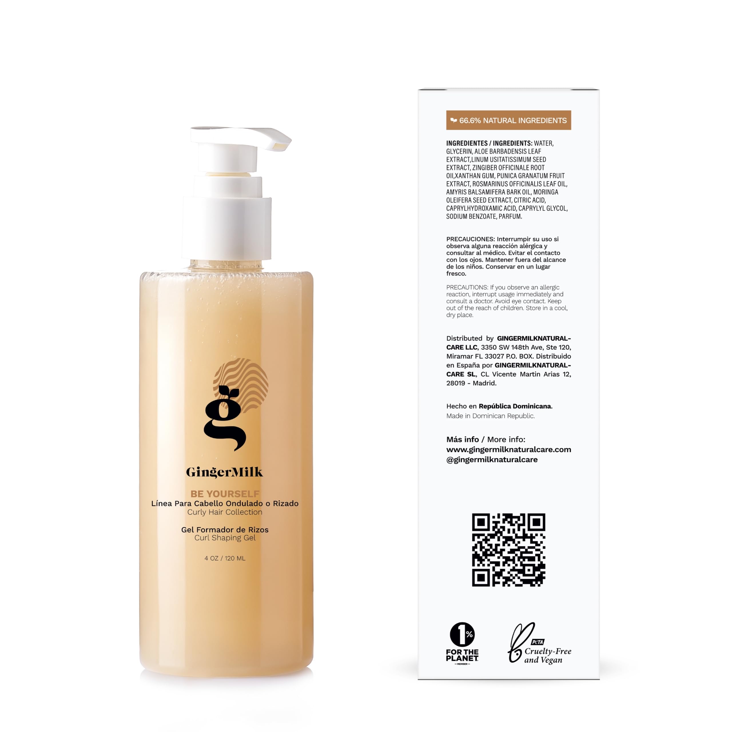 Ginger Milk Rutina Capilar para Rizos Be Yourself, Kit Curly con Shampoo, Mascarilla, Leave-In, Gel Definidor y Aceite para Pelo Rizado y Ondulado