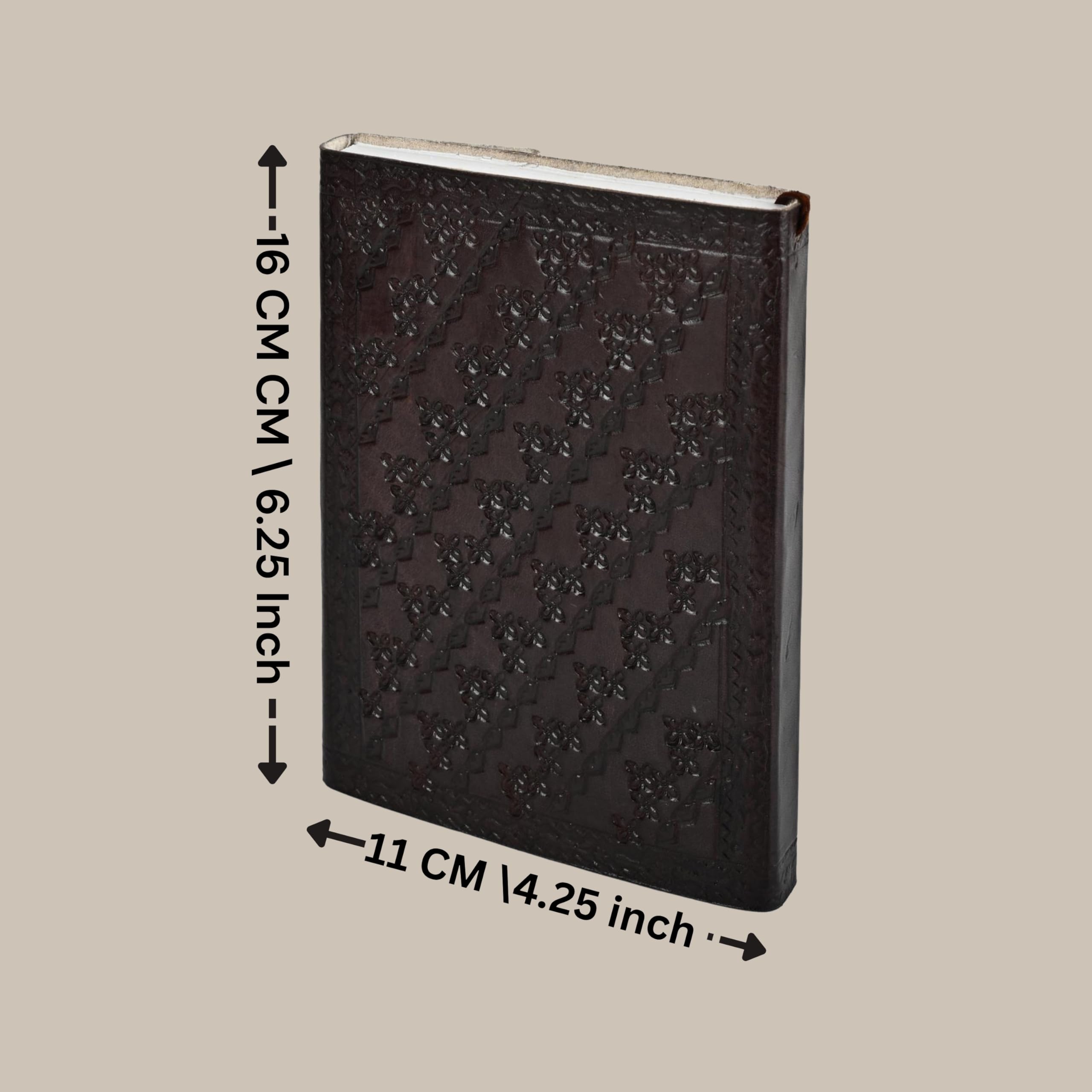 KE KanhaExports Vintage Leather Journal|Dark Brown Embossed Cover|Stone|Metal Lock|200 Pages-TRAIL-JOURNAL (4.25 x 6.25 inch) 2