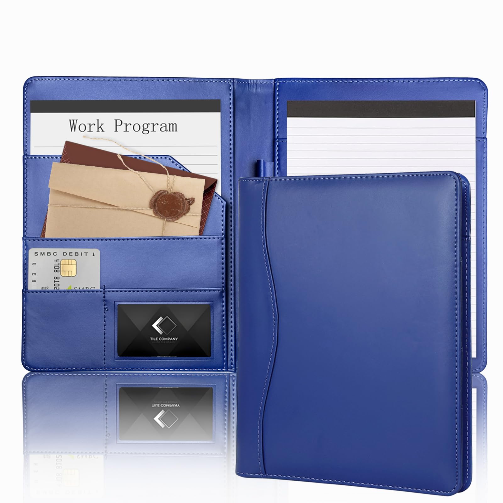 Portfolio A5 Dossier de conférence, Bloc-notes Padfolio en cuir souple 5 x 8 Mini classeur d'affaires bloc-notes légal Taille junior Organiseur de documents pour présentation Cadeau Enfant Hommes