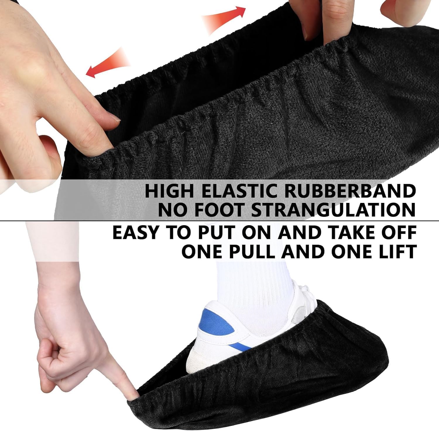 WUFANC Copriscarpe Lavabili - Copri Scarpe da Casa sono Antiscivolo Resistenti All'usura, Lavabili in Lavatrice - Copriscarpe Casa Ospiti Adatti per Diverse Aree Come Pavimenti (Nere-10Paia, L)