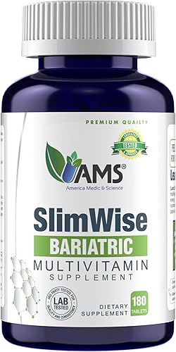 America Medic and Science SlimWise Bariatric Multivitamin 180ct – Apoyo completo de bienestar con aminoácidos, vitaminas, minerales, beta alanina y