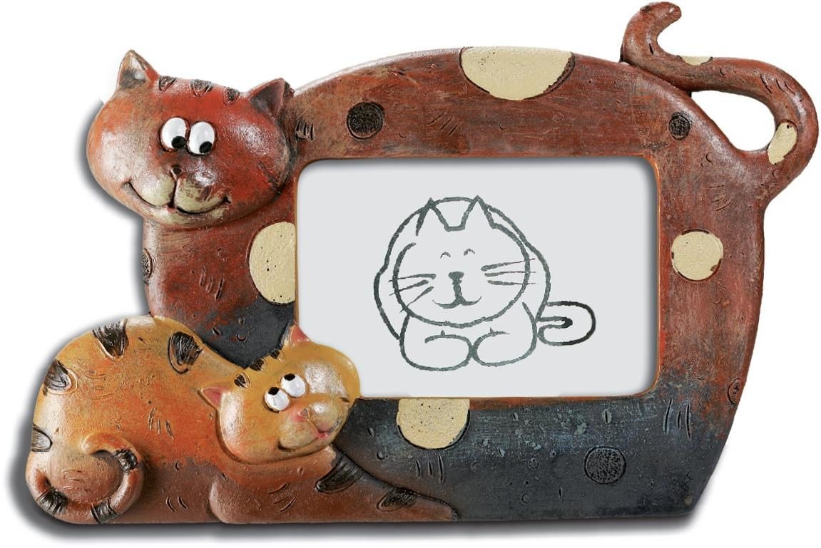 Cadre photo figurine chat avec vitre de protection anti-poussière