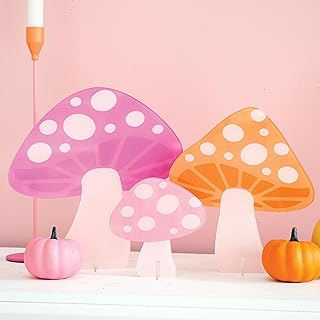 C. R. Gibson ADM-25404 Kailo Chic Acrylic Mushrooms Home Decorations, Sizes Vary, Pink and Orange, 3 Pieces