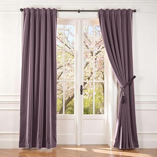 Miniatura 97 de Lazzzy Cortinas Opacas de Terciopelo con Aislamiento Térmico para Ventanas de Habitación, Cortinas de Lujo Súper Suaves para Sala de Estar, Salvia