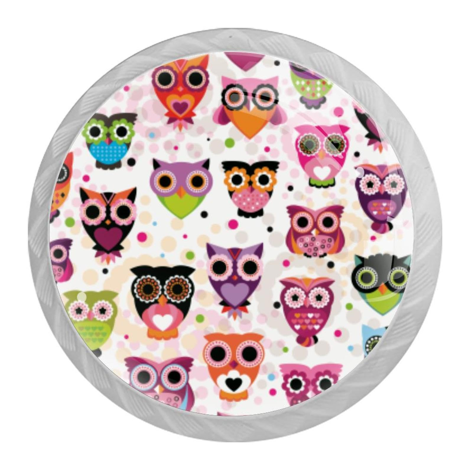 Tqmspg 4 Pieces Drawer Pulls Pink Owls Door Knobs Dresser Handles for Kitchen Wardrobe Cupboard Hardware Furniture