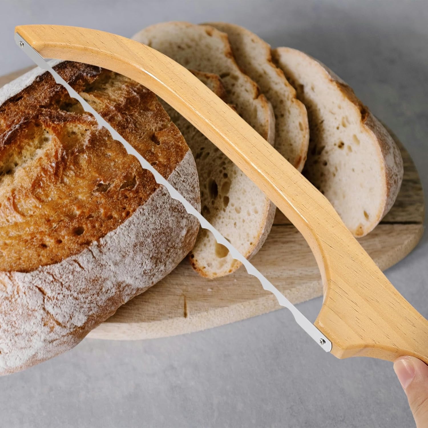 Lurrose Bread Bow Knife Serrated Bread Slicer for Baking and Toast Cutting with Anti-bend Blade Suitable for Home and Professional Use