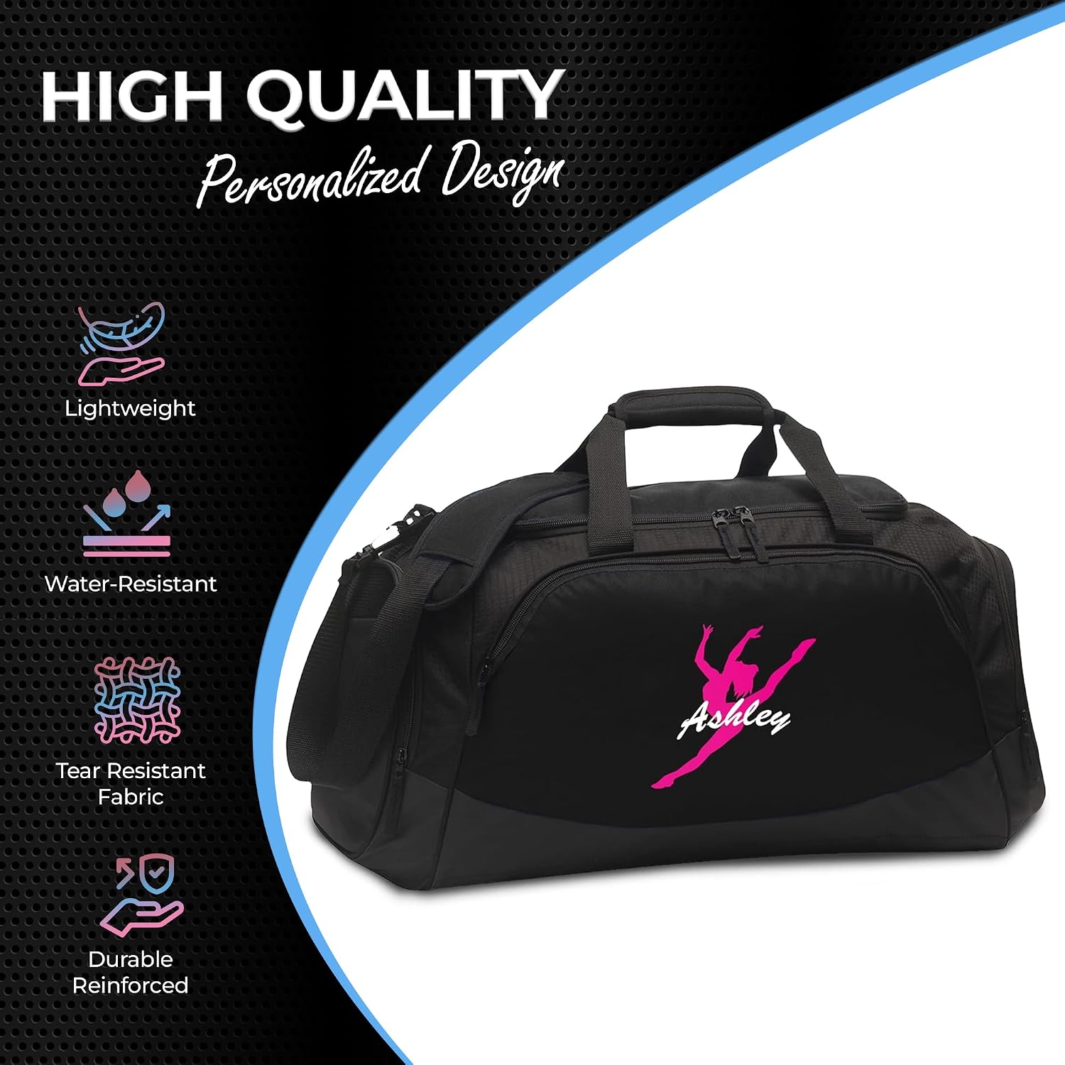 Personalized Dance Duffle Bag with Shoe Compartment, Duffle Bag for Men, Women, Kids & Teen - Dance Duffel Bag for Gear Organizer - Travel Duffel Bags