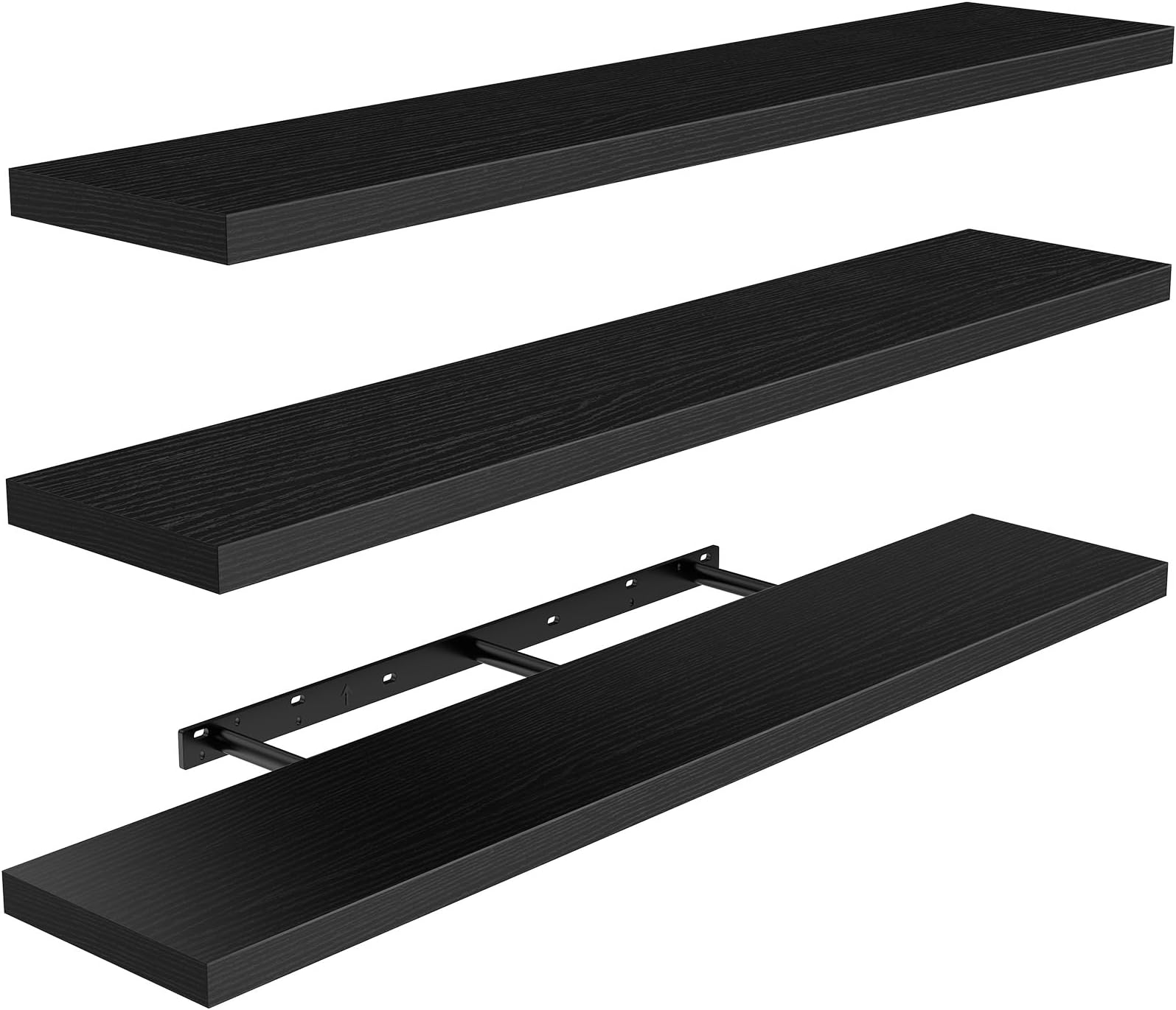 Amada 35.4" Floating Shelves for Wall Decor & Storage, Set of 3, Black